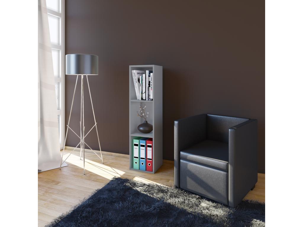 Dekonao Wooden Freestanding Storage Unit, Bookshelf, Decorative Shelf, Mendas 3 Compartments, Grey IOAS85897