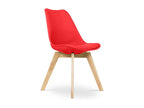 Geneva Scandinavian chair with red faux leather cushion - Set of 2 LSPH23698