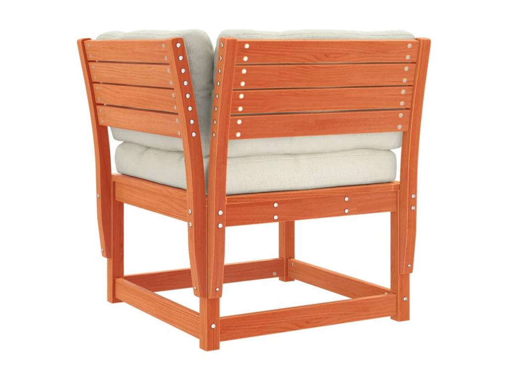 6-piece garden furniture set with cushions, brown wax finish, solid pine wood FJUP15893