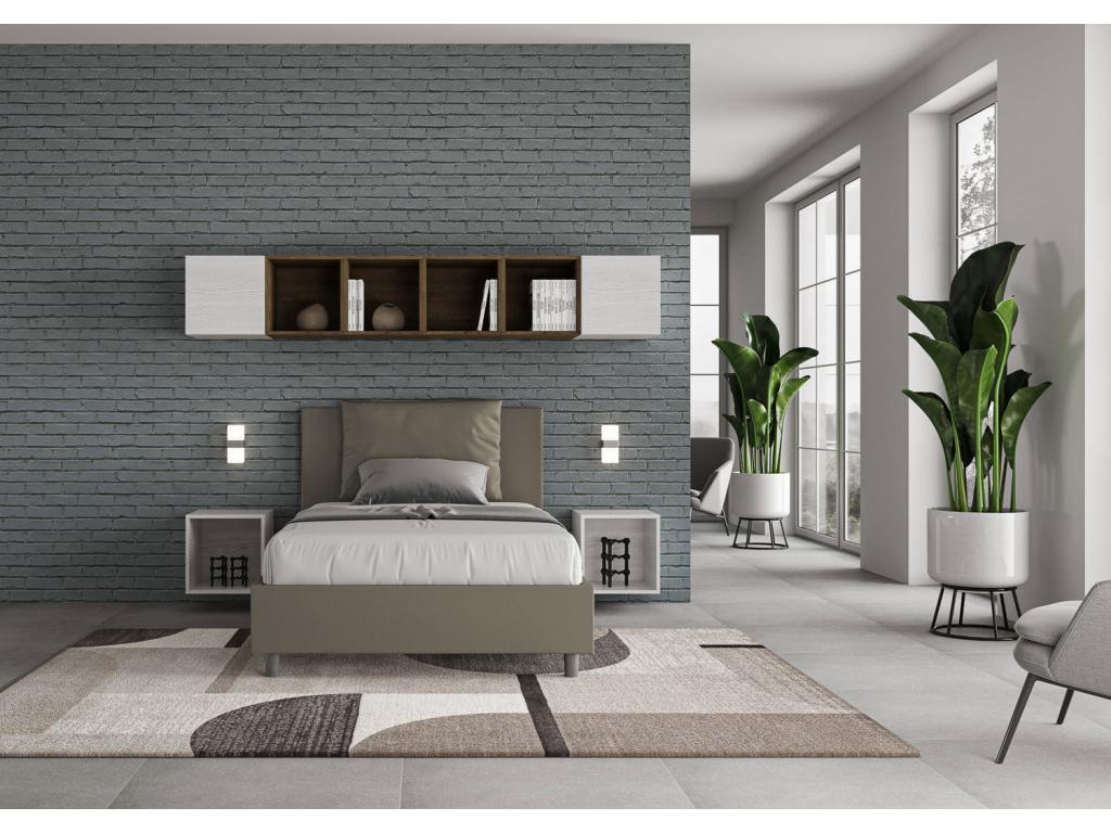 Single bed without slatted base, upholstered, 120x210 cm, cappuccino faux leather, Nobellea AXNS28900