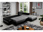 5-seater corner sofa bed in luxury grey fabric and black faux leather, right-hand corner as seen from the front - Nobellea PIYD37054