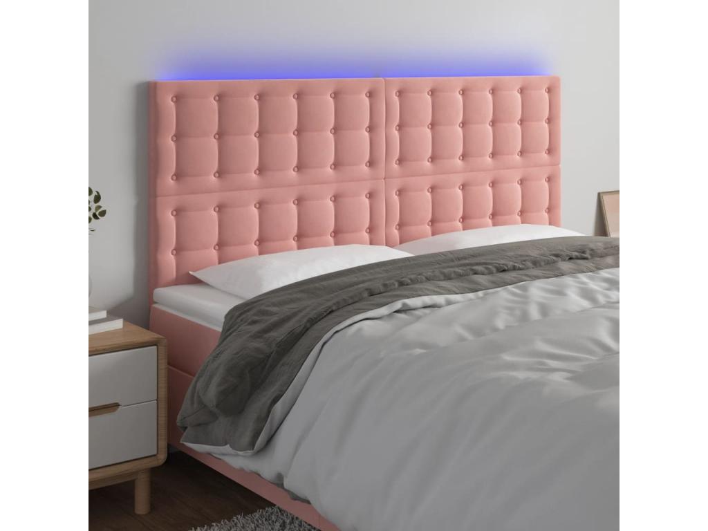 Pink LED Headboard 200x5x118/128 cm Velvet WJTR78594