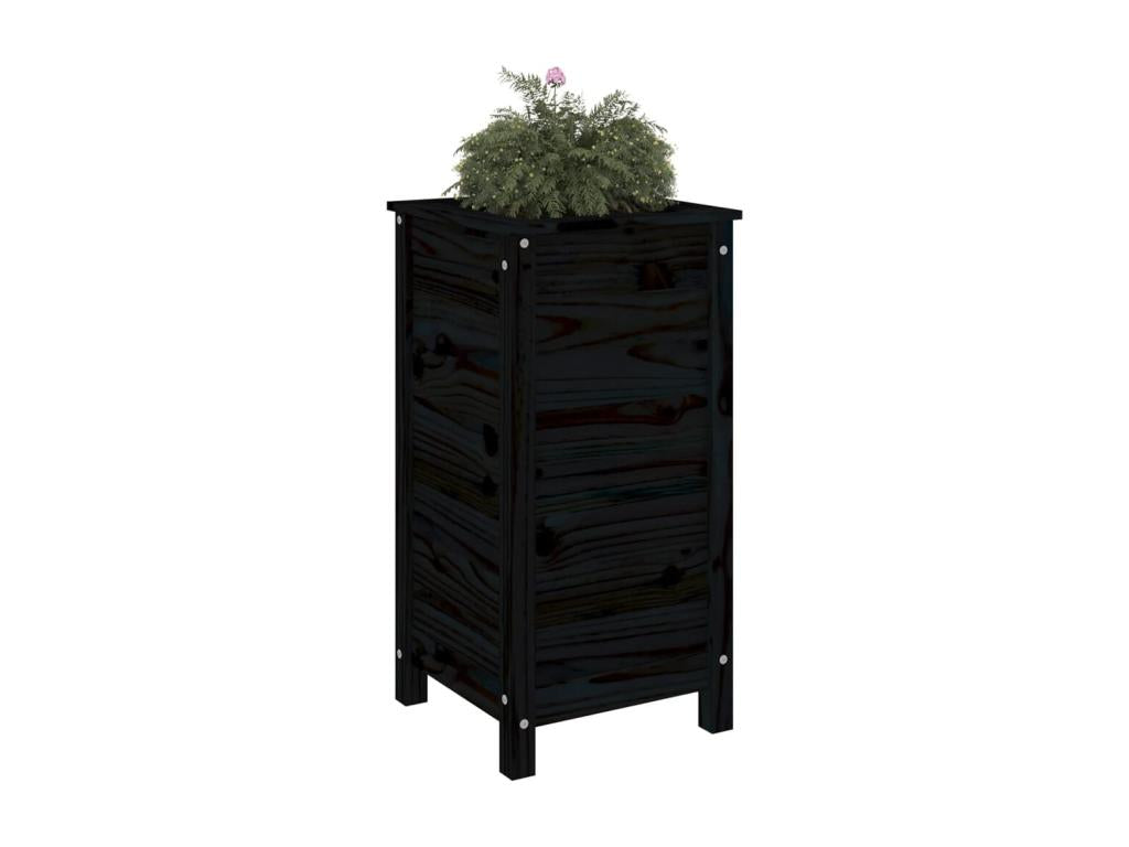 Black planter 40x40x78 cm solid pine wood ZMUC70574