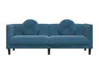 3-seater sofa with cushions, blue velvet QTVX49165