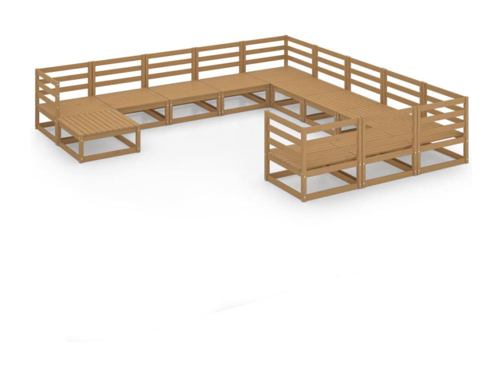 12-piece garden furniture set, solid pine wood NAWT51530