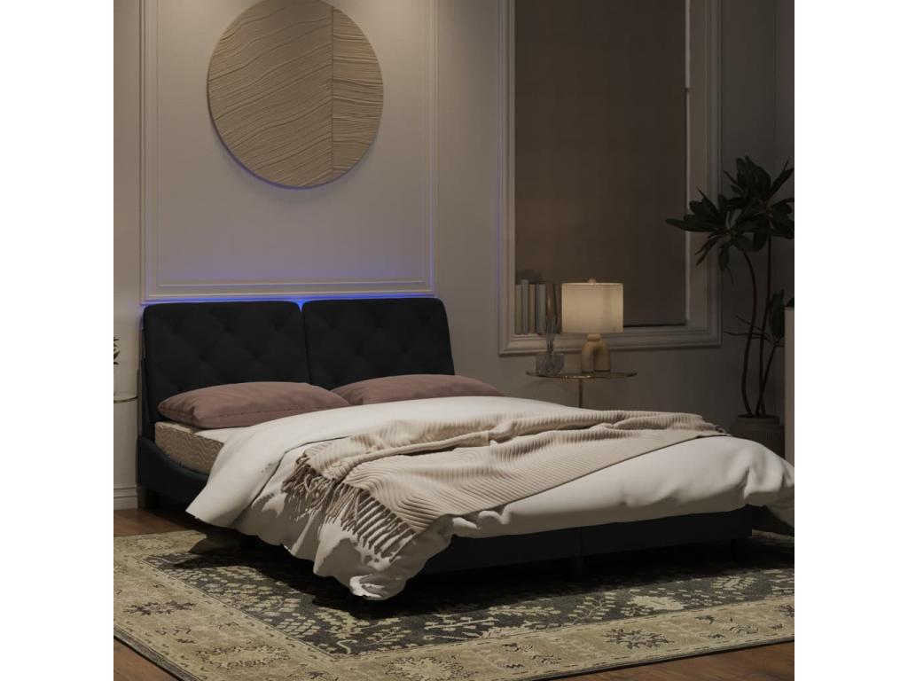 Bed frame with Nobelleaères LED black 140x200 velvet YBEM81494