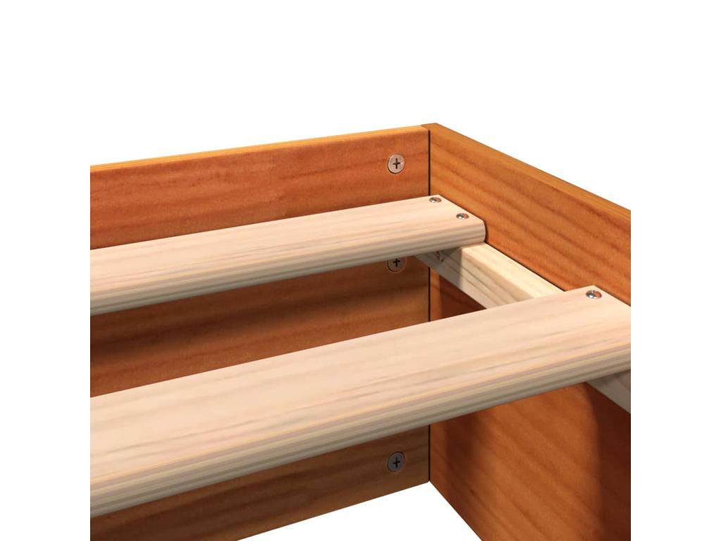 Brown bed frame 160x200 solid pine wood HYYR25162