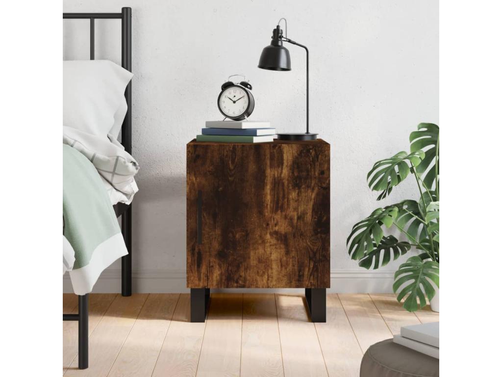 Nobellea - Smoked oak bedside table 40x40x50 cm engineered wood AYPY44788