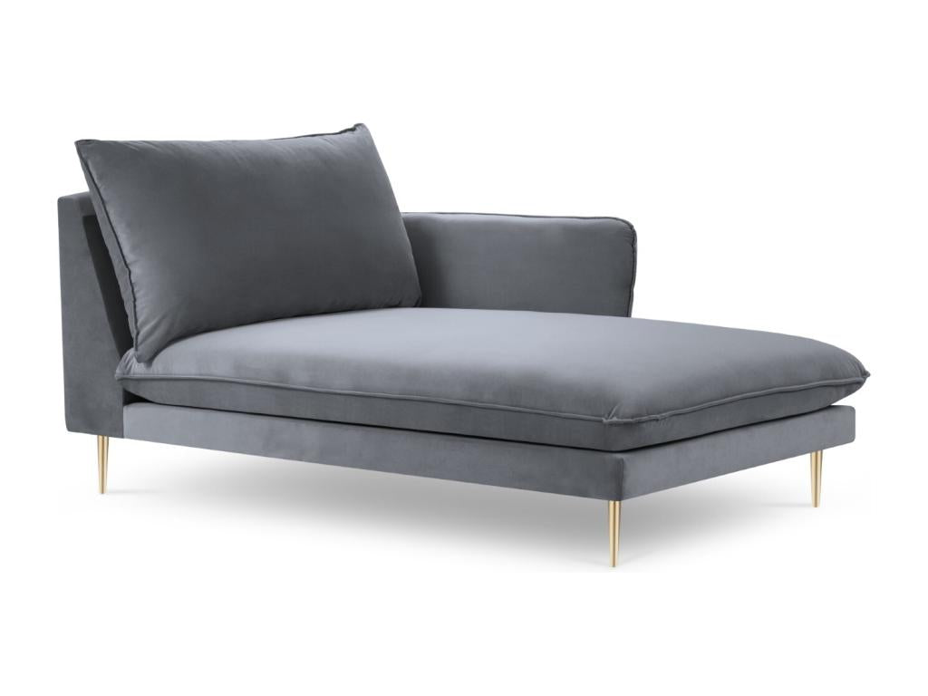 Dekonao - Dekonao right-facing chaise longue in blue-grey velvet - 170x110x95cm ZGAV75815