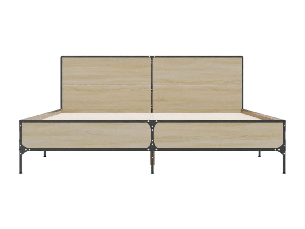Dekonao oak bed frame 135x190 cm engineered wood and metal TEAW06373