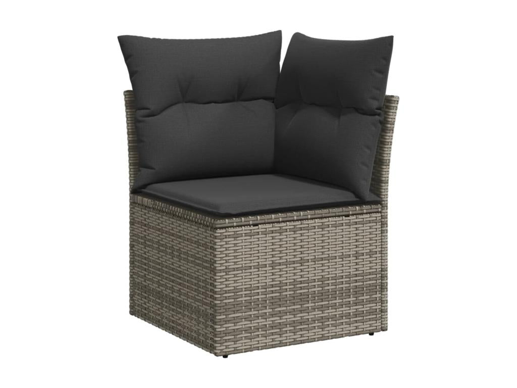 9-piece garden furniture set with grey resin wicker cushions EQLY58412