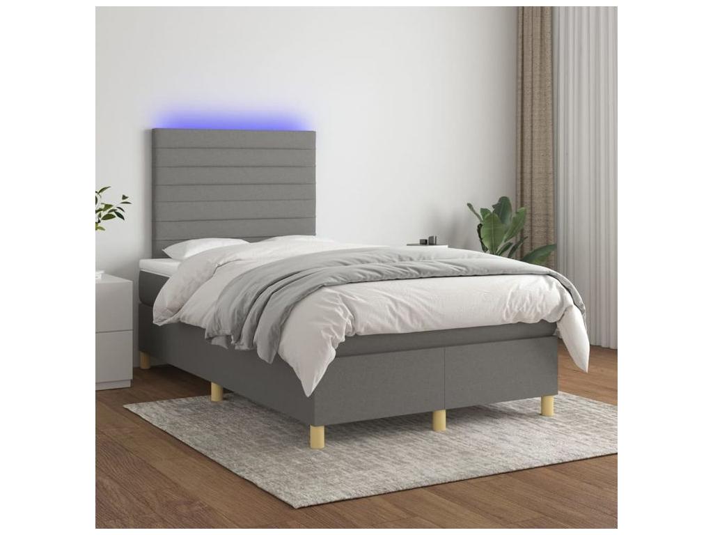 Nobellea bed base and mattress with LED lighting, Dark Grey, 120x200 cm, FAYG21516