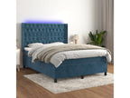 Upholstered bed base with mattress and LED light, dark blue, 140x190 cm, velvet, MBXC12797