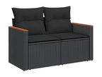 5-piece garden furniture set with cushions, black woven resin LUPU15207