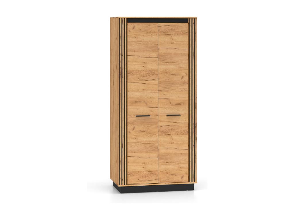 Nobellea 2-Door Wardrobe, Wood and Black MBUA90613