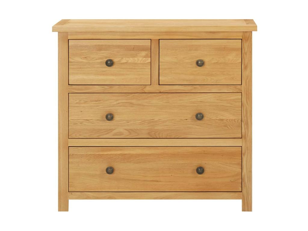Chest of drawers 80x35x75 Solid oak wood 2 DGNW99108