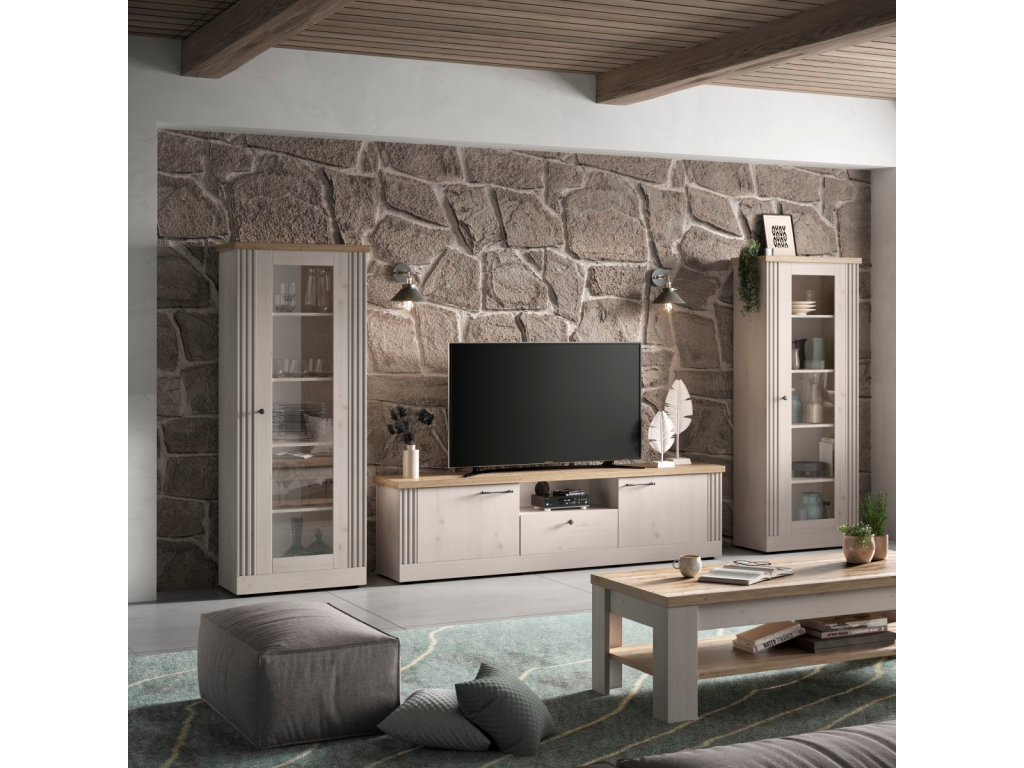 TV stand with 1 niche, 2 doors and 1 drawer, W211 cm - Dekonao JBQO73564