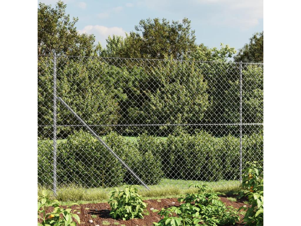 Chain link fence with silver flange 1.6x10 m GBOB75544