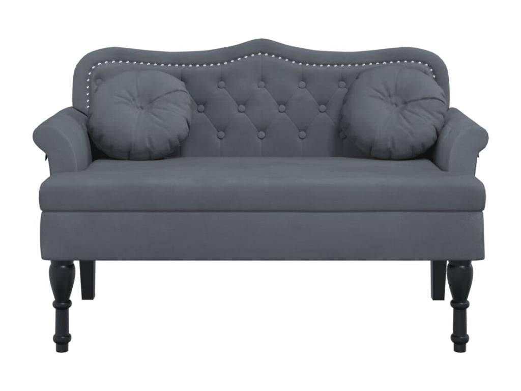 Bench with dark grey cushions 120.5x65x75 velvet OTHB02466