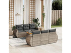 Garden furniture set with cushions, 7 pieces, grey woven resin CXOD25698
