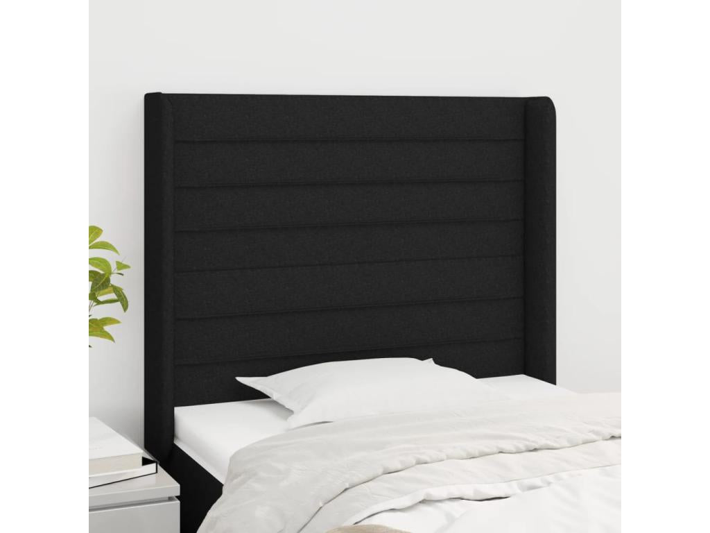 Headboard with wings, Black, 103x16x118/128 cm, Fabric BXZX77300