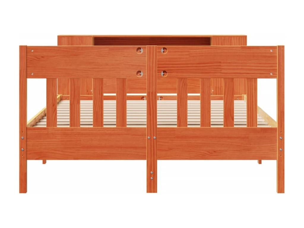 Bookshelf bed without mattress, brown wax finish, 120x200 cm, solid pine CXLI90993