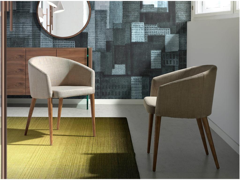 Amandine Ash Wood and Beige Fabric Chair - Set of 2 - Color Nobellea 41 Nobellea AKBL67933