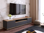 TV unit with 3 doors and 1 niche - Anthracite and natural - Dekonao RZHS56632