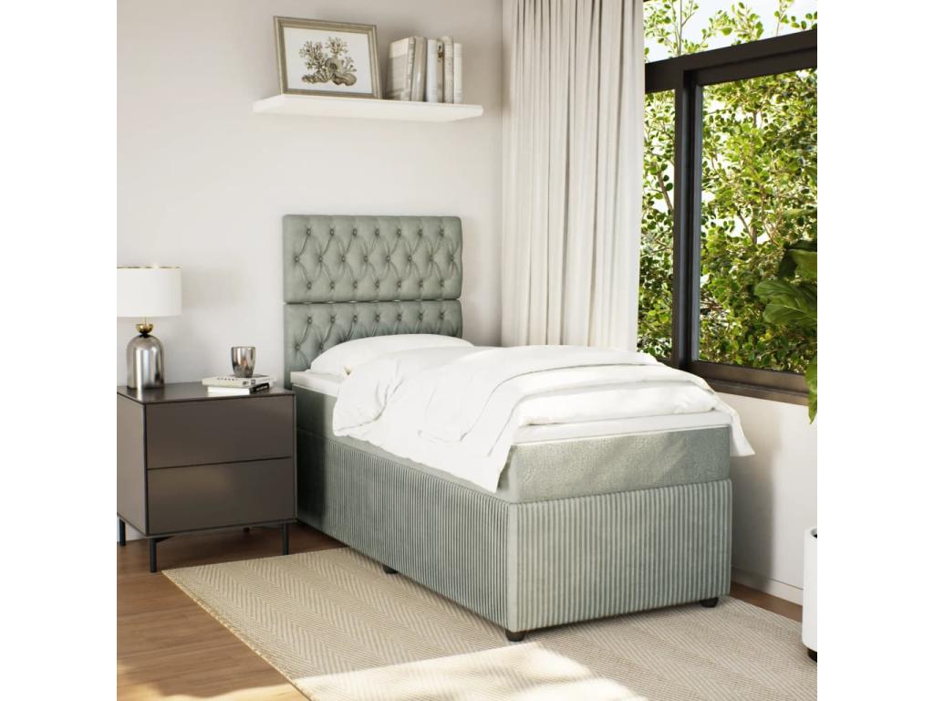 Nobellea bed base and mattress, light grey, 80x200 cm, velvet, LXCF89164