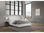 Container double bed 160x190 white ash Burmy headboard in white faux leather YUIN55287