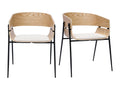 Light wood and beige chenille fabric designer chairs, set of 2, Nobellea BLYY09056