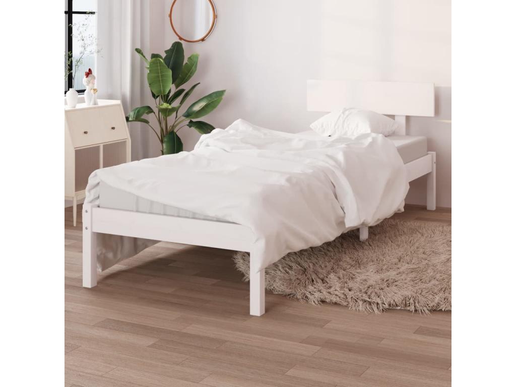 White Bed Solid pine wood 75x190 UK small single 2 NFTV31462