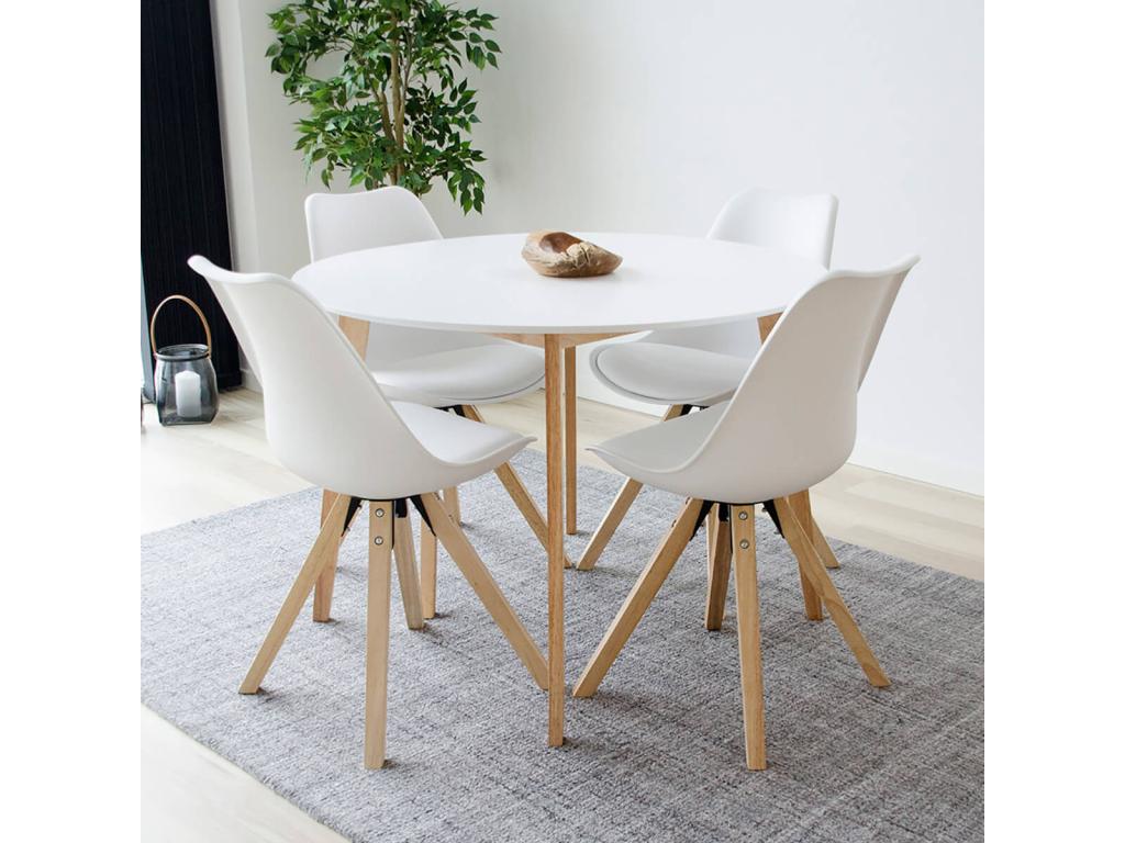 Nobellea - Set of 2 White Chairs with Hevea Wood Legs QBQA82648