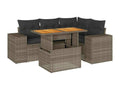 5-piece garden furniture set with grey resin wicker cushions BMUJ51215