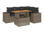 5-piece garden furniture set with grey resin wicker cushions BMUJ51215