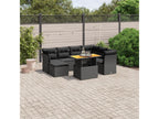 8-piece garden furniture set with cushions, black woven resin DZJH58824