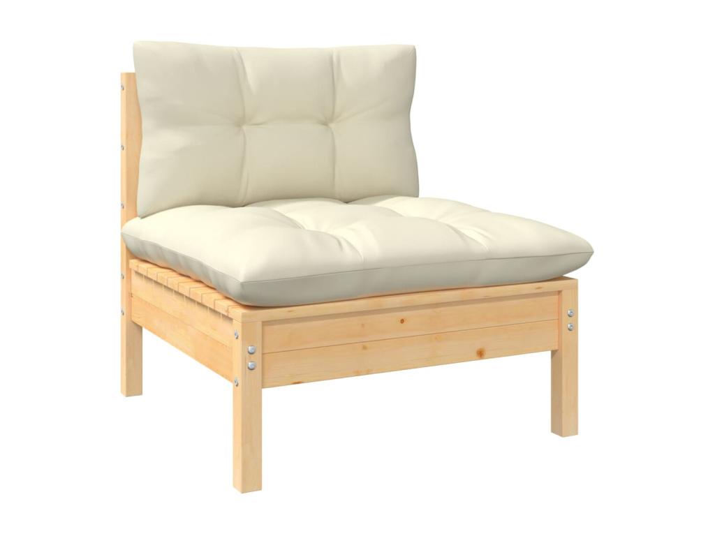 8-piece garden furniture set with cream cushions, solid pine wood IUBX24616