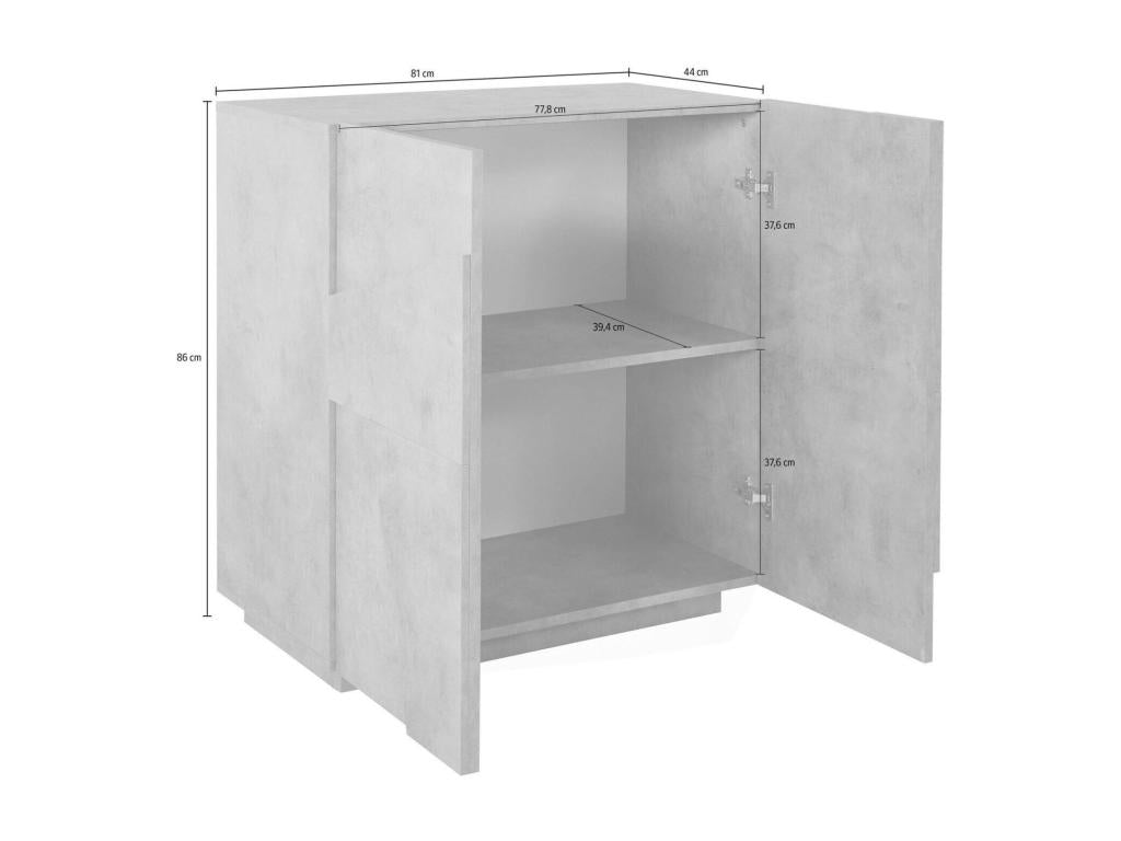 Nobellea Buffet Kitchen Buffet with 2 Doors Living Room Buffet Made in Italy 81x44h86 cm Glossy White WJNX45700