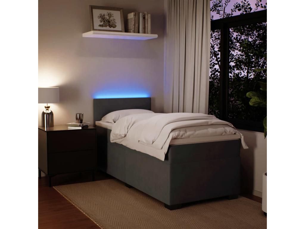 Nobellea bed base and mattress, Dark Grey 80x200 cm Velvet TJRL91342