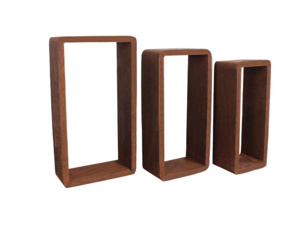 Lot of 3 Vintage Dark Wood Rectangular Bookshelves 24x41x9 LEAT42708