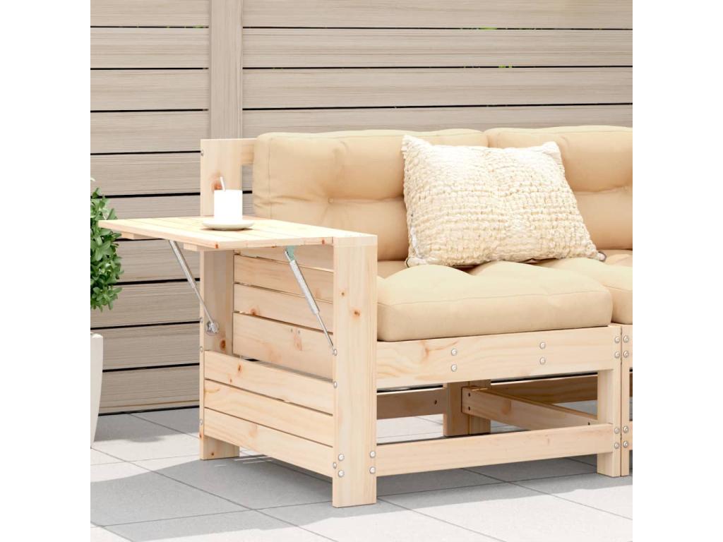 Garden sofa with armrest and side table, solid pine wood YTKZ74686
