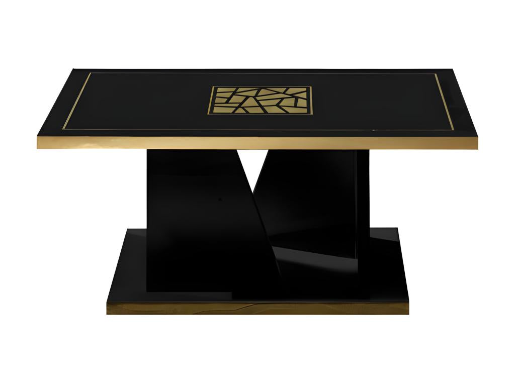 Glossy Black/Gold Coffee Table - Nobellea - W 110 x D 60 x H 44 cm WYOO76997