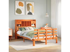 Bookshelf bed without mattress, brown wax finish, 120x200 cm, solid pine, JLZP81081