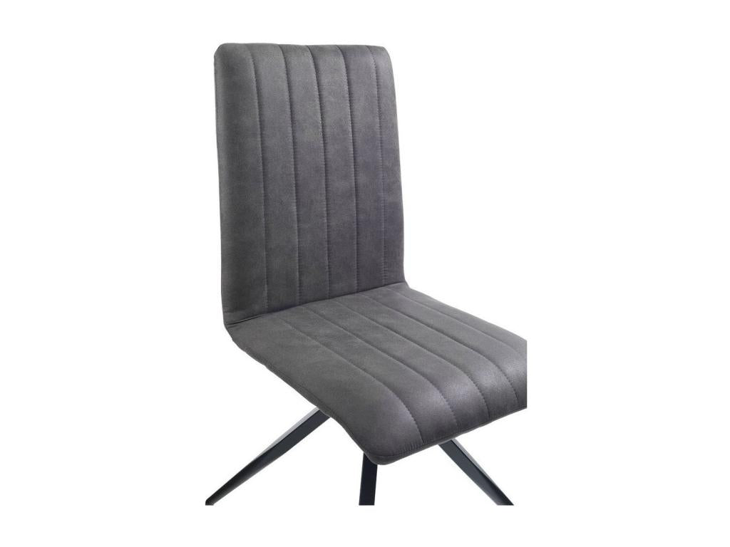 Nobellea Anthracite Faux Leather Chair with Black Metal Legs - Set of 2 GKMJ80384