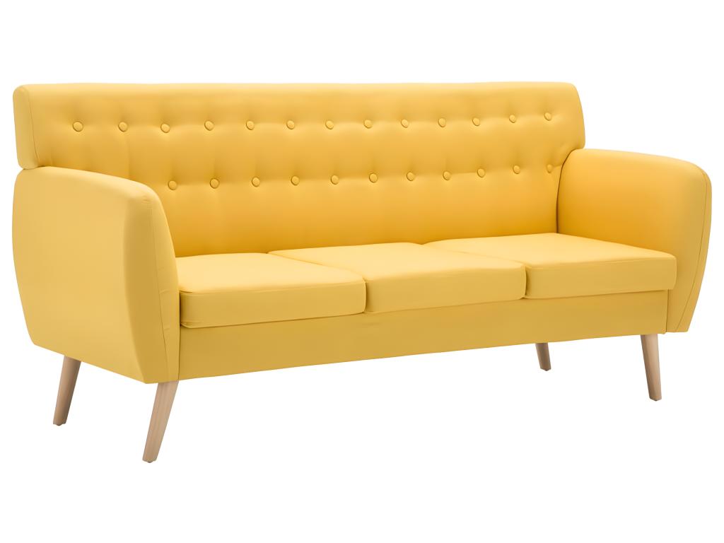 3-seater sofa upholstered in fabric, 172x70x82 cm, yellow NFLJ13914