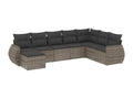 8-piece garden furniture set with grey resin wicker cushions BWKU69944