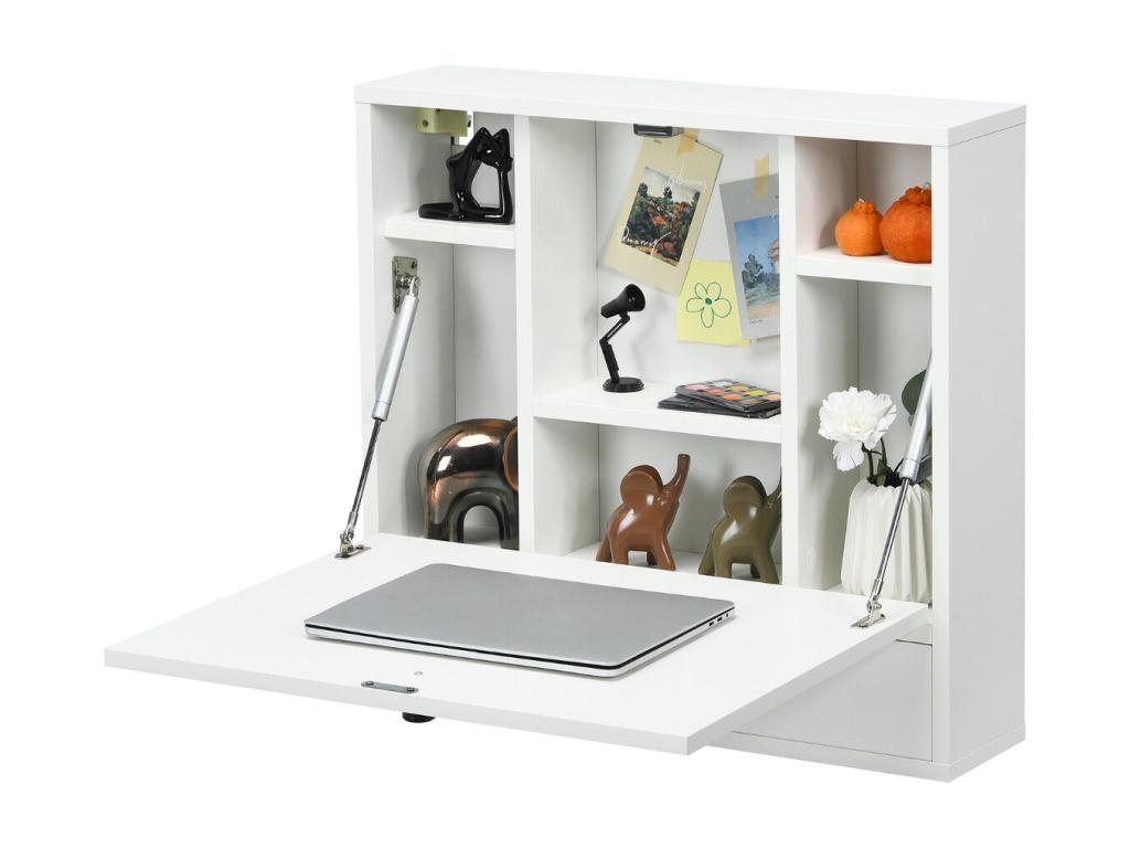 White wall-mounted computer desk, 60x15x57 cm, 20 0004851 QEJL04166