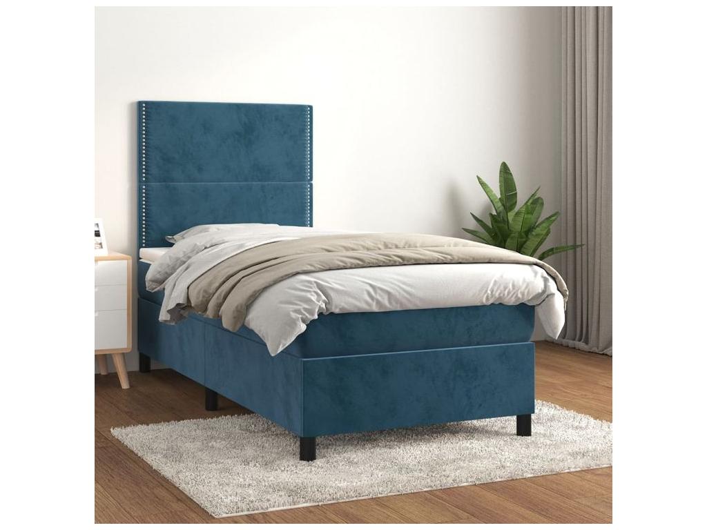 Dekonao bed base and mattress, Dark Blue 80x200 Velvet WOJQ37485