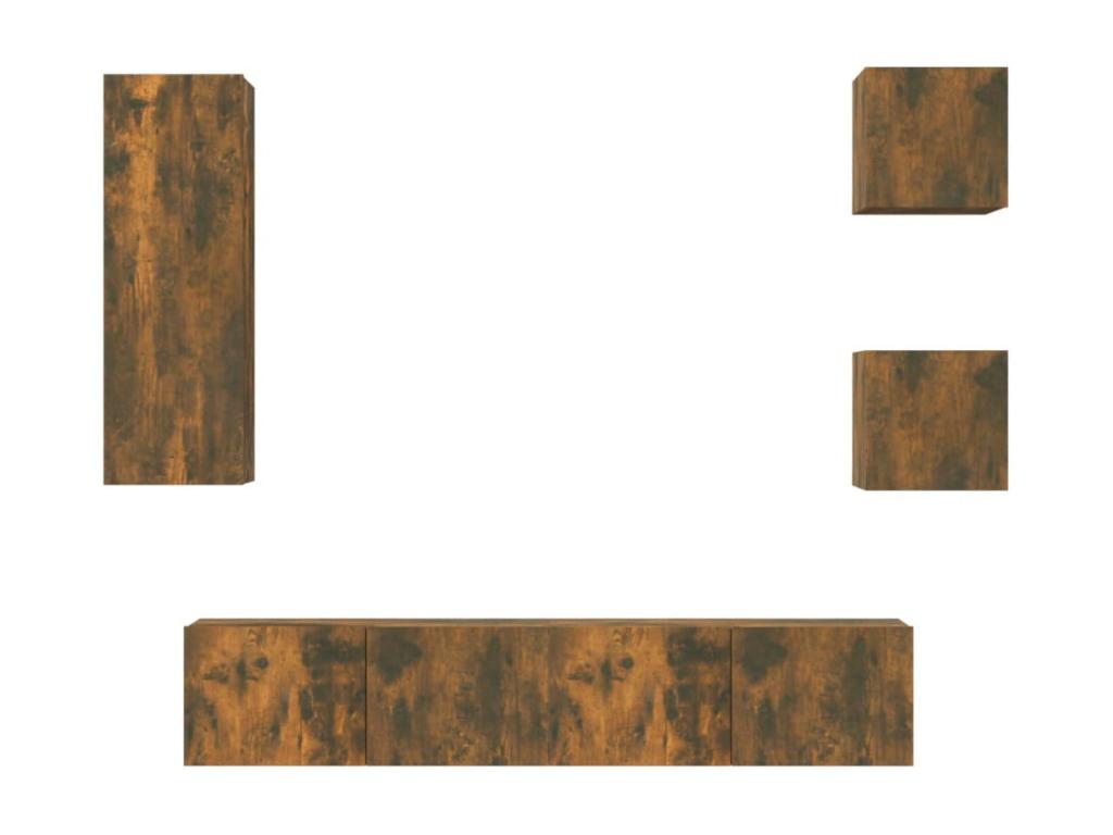 5-piece TV furniture set, smoked oak engineered wood, RZBK98351