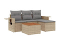 Garden furniture set with cushions, 5 pieces, méDekonao beige woven resin RVPN18757